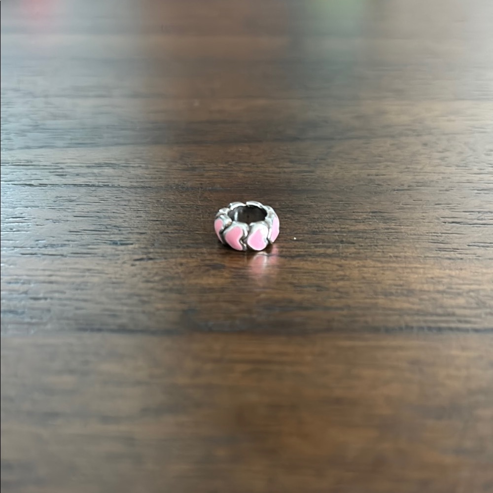 Pink and Silver Heart Charm